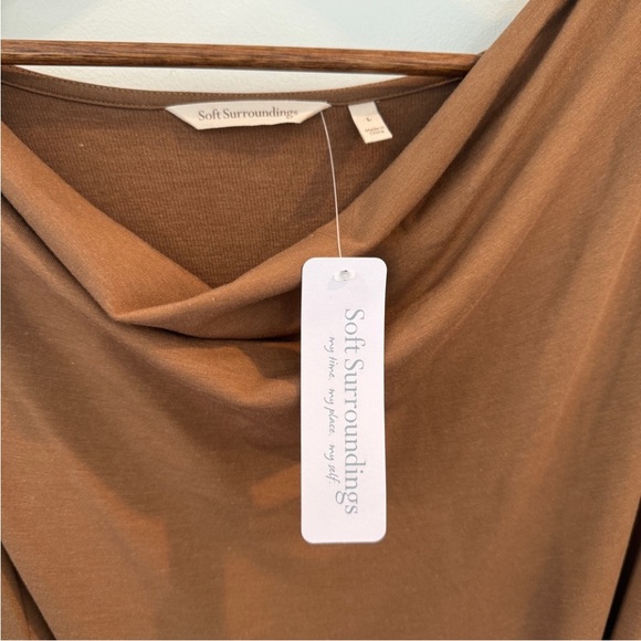 NEW SOFT SURROUNDINGS Paula Dress Belted Midi Size LARGE Cocoa Brown - Picture 7 of 15